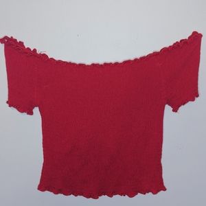 Red off the shoulder crop top